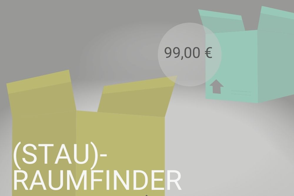 Grafik für mein Angebot Einrichtungsberatung Stauraum in Wohnungen finden. Sinnbildlich sind zwei aufgeklappte Kartons dargestellt.