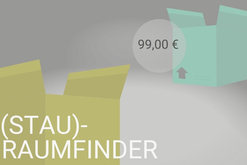 Grafik für mein Angebot Einrichtungsberatung Stauraum in Wohnungen finden. Sinnbildlich sind zwei aufgeklappte Kartons dargestellt.