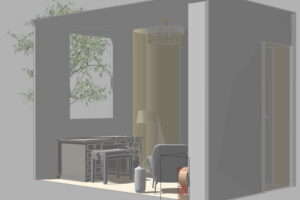 3D-Grundrissplanung eines Wohnzimmers, Inhalt einer professionellen Einrichtungsberatung.