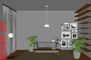 Schlauchzimmer einrichten mit klaren Zonen, hier einer gruppierten Gallery Wall.